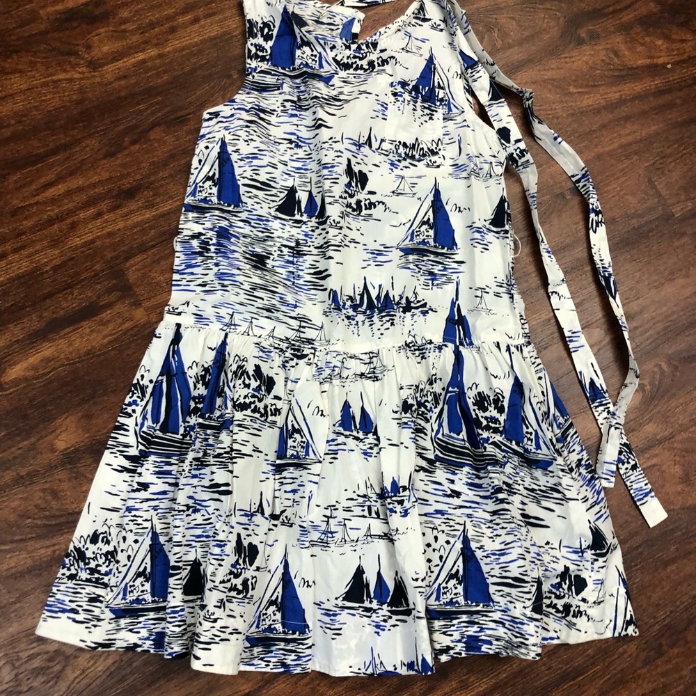 CrewCuts girls size 12 dress. White with Blue sailboats.